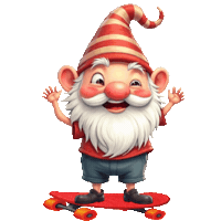 Skateboarding Cute Gnome Sticker