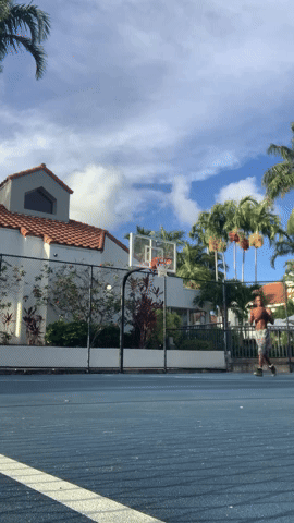 No Look Over Head Reverse Trick Shot Basketball