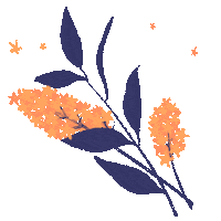 madebyflora blue flower orange plant Sticker