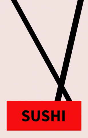 Sushi Bar Wine GIF by Sweet Charee Gallery