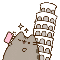 Traveling Leaning Tower Of Pisa Sticker by Pusheen
