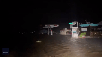 Matagorda Streets Flooded by Hurricane Nicholas Storm Surge
