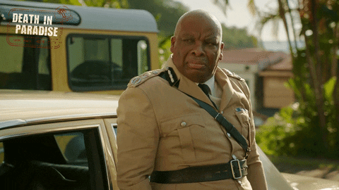 deathinparadiseofficial giphyupload judging death in paradise commissioner GIF