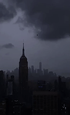 Lightning Strikes One World Trade Center as Tropical Storm Henri Approaches New York