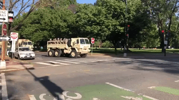 Military Vehicle Convoy Moves Through Washington