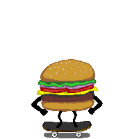 skateboard burger Sticker
