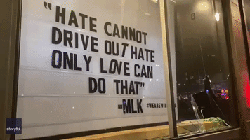Shopfront Displaying Martin Luther King Jr Quote Smashed in Portland, Oregon