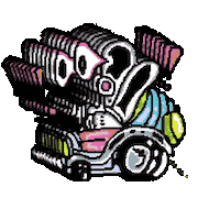 papabecksart pixel car weird silly Sticker