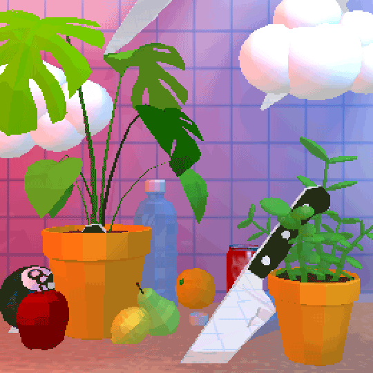 jjjjjohn rain pixelated knives still life GIF