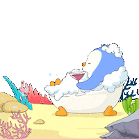 Chilling Hot Spring Sticker by Pudgy Penguins