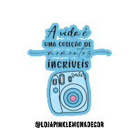 lojapinklemonadecor camera frases instax Momentos Sticker