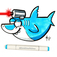 QuickDrawMcDrew sharks shark week quickdrawmcdrew sharks with laser beams GIF