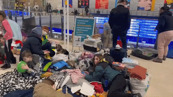 Play Area, Medical Center and Information Points Set Up for Refugees in Warsaw Central Station