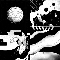 goldenwolf trippy black and white future plants GIF