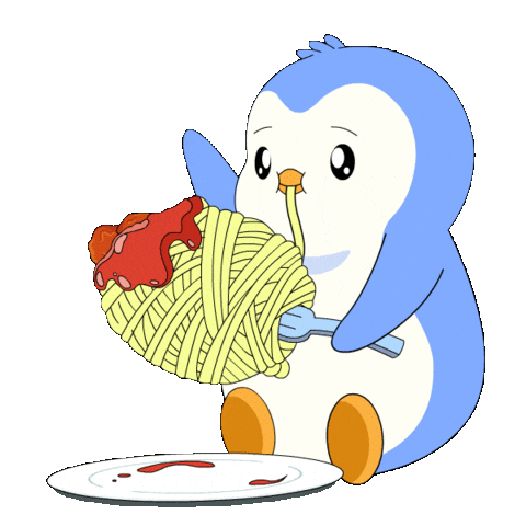 Penguin Eating Sticker by Pudgy Penguins