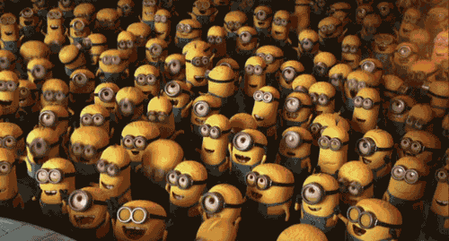 Minions qui font la fête pour le succès du projet