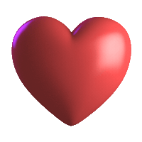 Sticker gif. Big red 3D heart expands and contracts happily like a heartbeat.