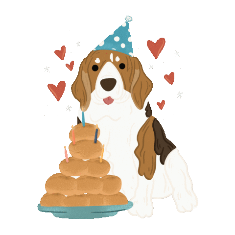 Happy Birthday Dog Sticker by Ann of Facedit