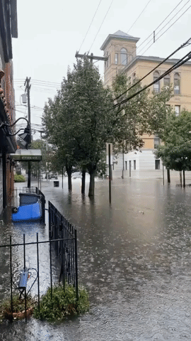 Rain Inundates Hoboken, New Jersey, Amid Tropical Storm