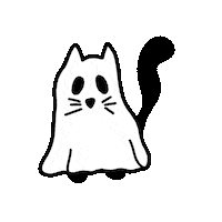 Ghost Cat Sticker by Yellow Cactus Studio