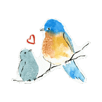 KathrynHoleman love heart family birds Sticker