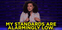 rose matafeo my standards are low GIF by Team Coco
