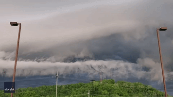 Ominous Shelf Cloud Moves Over Bridgeport, West Virginia