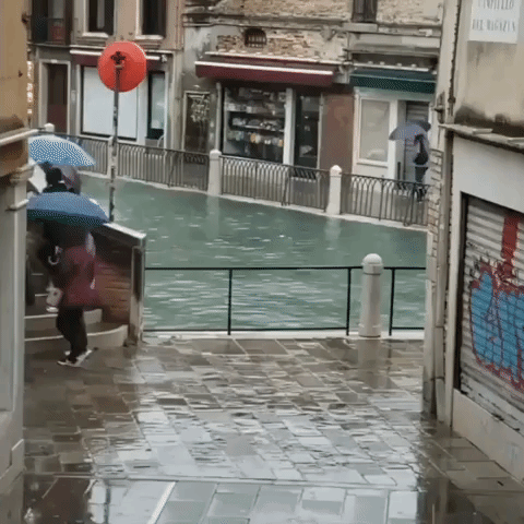 Venice Streets Flood as Near-Record Tides Swamp the City
