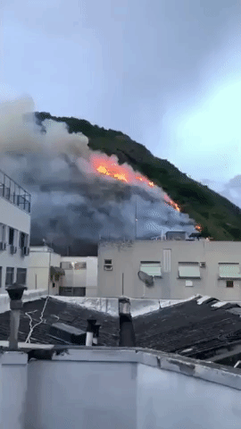 Firefighters Respond to Blaze Burning Near Buildings in Rio de Janeiro