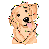 katiedensondesigns christmas puppy golden retriever christmas dog Sticker