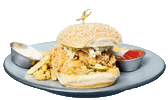 Fried Chicken Sandwich Sticker by Wish You Were Here Group