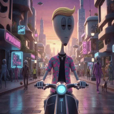 City Scooter GIF by Lonely Aliens