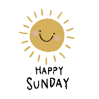 Sticker gif. Smiling sun with apple cheeks, squints with glee above the handwritten message, 'Happy Sunday.'