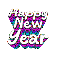 Happy New Year Rainbow Sticker by Omer Studios