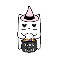 Trick Or Treat Cat Sticker by SpoopyDrws