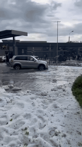 'Powerful' Hailstorm Floods City in Central Poland