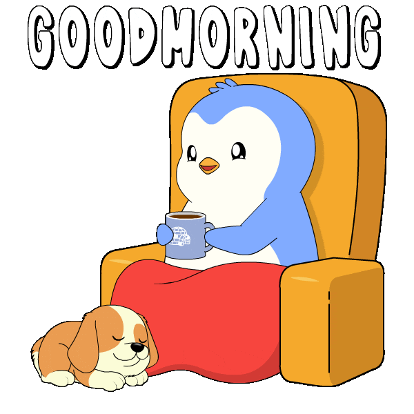 Sitting Good Morning Sticker by Pudgy Penguins