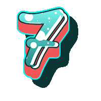 Number 7 Typography Sticker by The3Flamingos