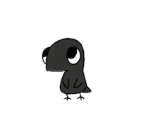 blackjo_whitejo black look bird dinosaur Sticker