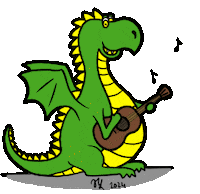 Guitar Cute Dragon Sticker