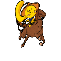 SadBunco bunny horses bun riding horses Sticker