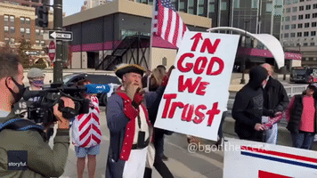 Trump Supporters Gather in Downtown Detroit in Vote-Counting Protest