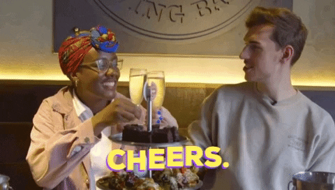 SamBuzz giphygifmaker cheers buzzfeed wine GIF