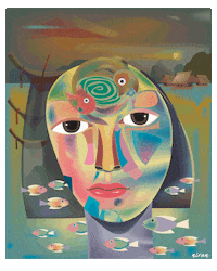niranchanhomart art artist fish painting GIF