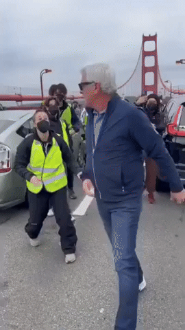 Man Confronts Protesters During Pro-Palestine Demonstration on Golden Gate Bridge