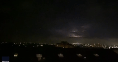 Lightning Flashes in Clouds Above Sydney Harbour