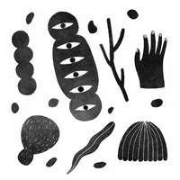 fannydemarais eyes ink blackandwhite shapes GIF