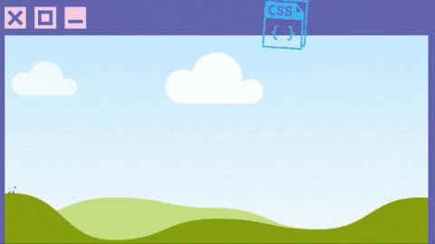 Gif mostrando as linguagens caindo na tela do windows xp