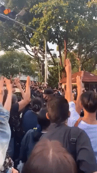 Thai Protesters, in Show of Defiance, Give 'Hunger Games' Salute to King's Motorcade