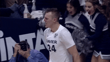 Happy College Basketball GIF by Xavier Men's Basketball